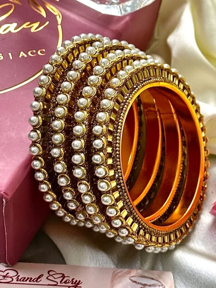 4PC BANGLES IN DESIGNER STONE STUDDED BANGLES STYLE | DESIGN - 5786