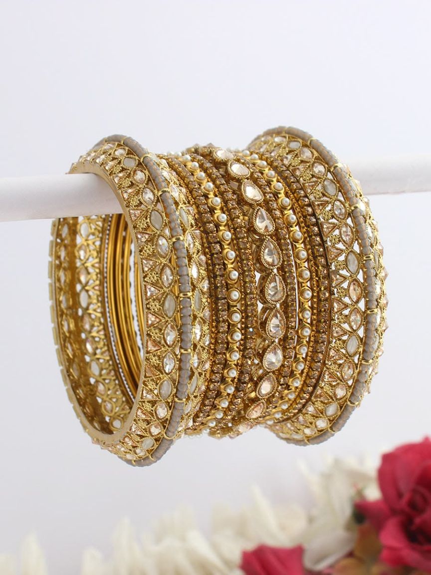 BANGLES PURE GOLD PLATED IN DESIGNER STONE STUDDED BANGLES STYLE | DESIGN - 02