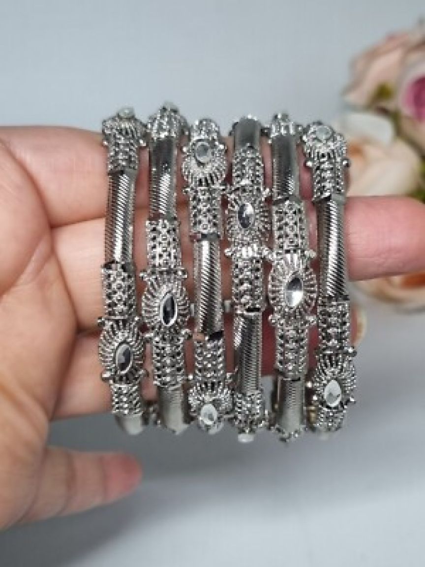BANGLES PURE GOLD PLATED IN DESIGNER STONE STUDDED BANGLES STYLE | DESIGN - 1